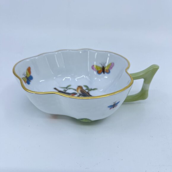 vintage herend hand painted porcelain deep leaf dish rothschild bird motif - Picture 2 of 8